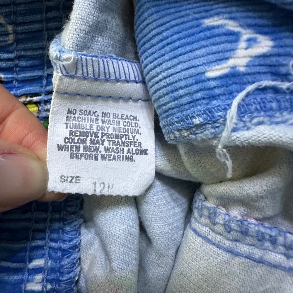 Vtg 90s Baby OshKosh B'gosh Bear ABC Corduroy Pants Bottoms 12M Blue USA Made
